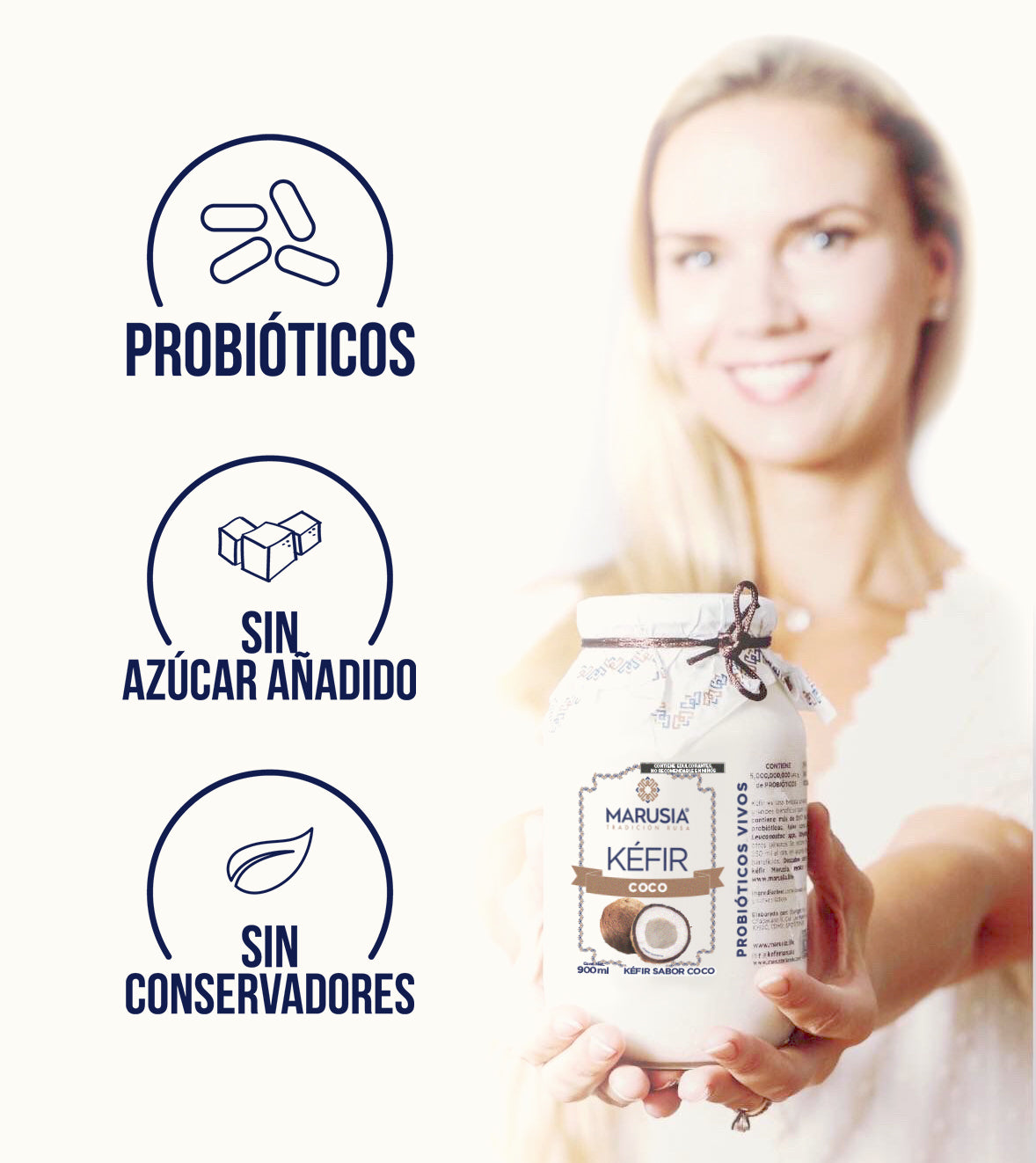 Kéfir Marusia - Bebida probiótica sin azúcar añadida, sin conservadores y sin espesantes, rica en bacterias y levaduras probióticos vivos activos con 5,000,000,000 UFC/g. Refresca, nutre y fortalece tu salud digestiva naturalmente.