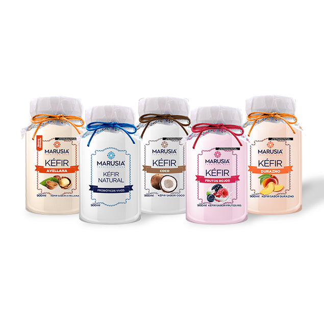Kéfir Marusia - bebida probiótica, sin conservadores y sin espesantes, rica en bacterias y levaduras probióticos vivos activos con 5,000,000,000 UFC/g. Refresca, nutre y fortalece tu salud digestiva naturalmente.