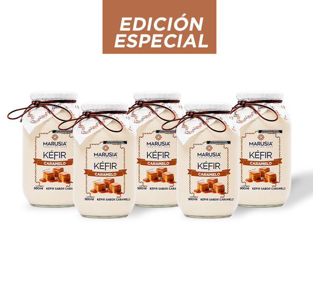 Kéfir Marusia Familia Feliz — Pack 5 Botellas 900ml CARAMELO 🔥 OFERTA