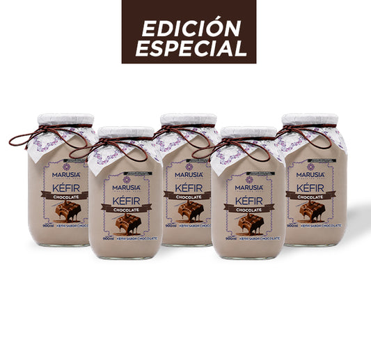 Kéfir Marusia Familia Feliz — Pack 5 Botellas 900ml CHOCOLATE 🔥 OFERTA