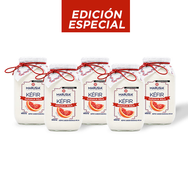 Kéfir Marusia Familia Feliz — Pack 5 Botellas 900ml NARANJA ROJA 🔥 OFERTA