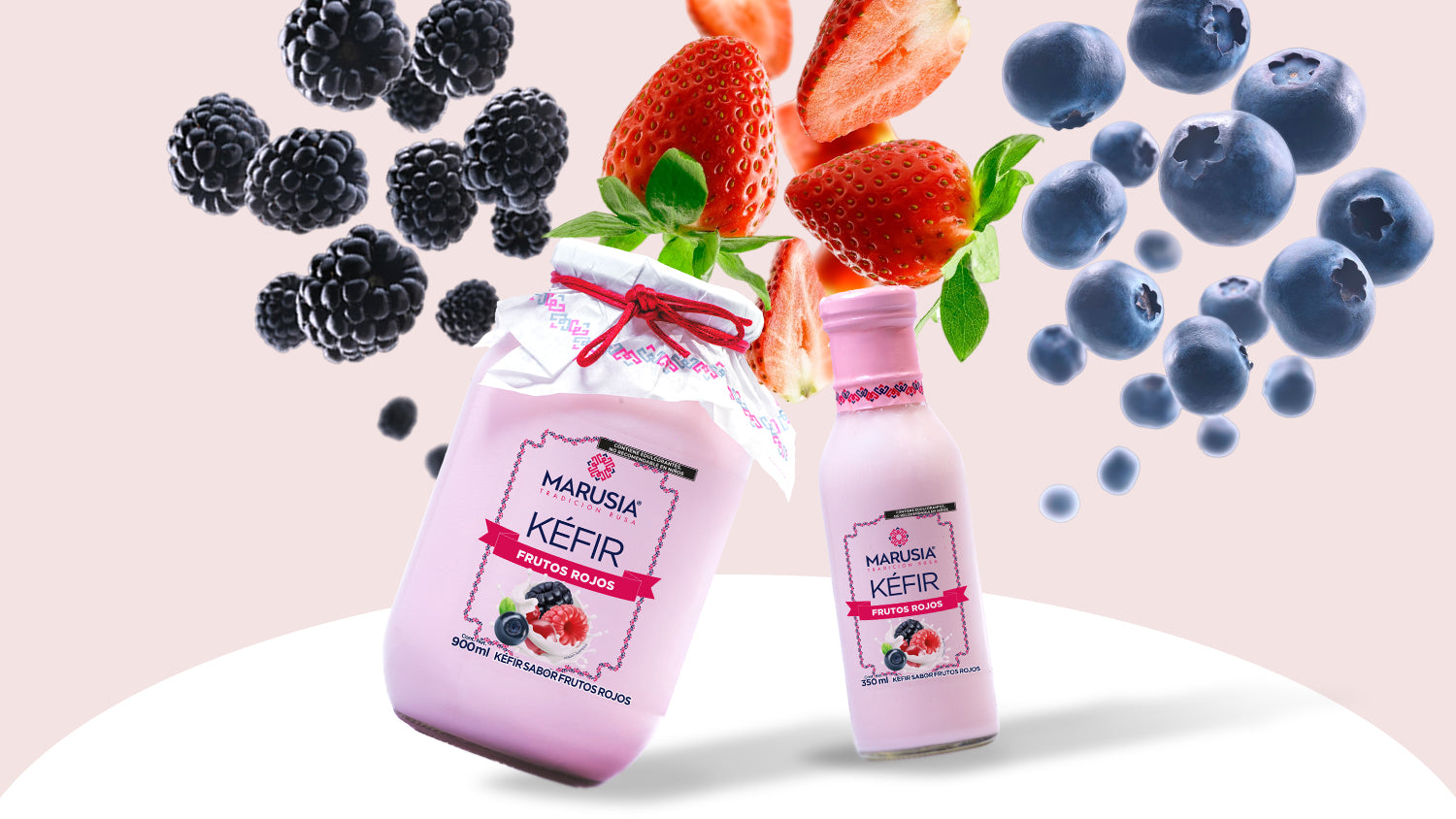 Pack familiar de Kéfir Marusia 900ml, bebida fermentada con bacterias y levaduras vivas, sin azúcar añadida
