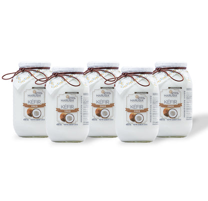 KEFIR MARUSIA PAQUETE FAMILIA FELIZ 5 BOTELLAS DE VIDRIO SABOR COCO
