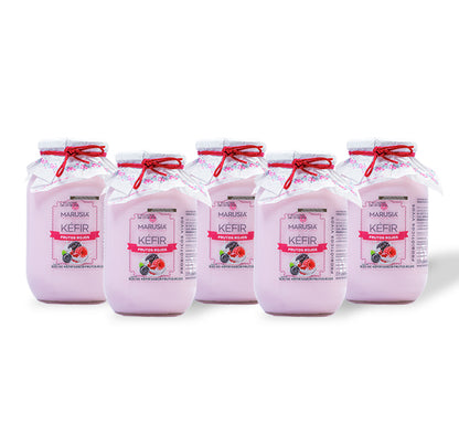 KEFIR MARUSIA PAQUETE FAMILIA FELIZ 5 BOTELLAS DE VIDRIO SABOR FRUTOS ROJOS
