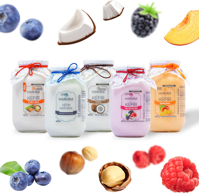 KEFIR MARUSIA PAQUETE FAMILIA FELIZ 5 BOTELLAS DE VIDRIO SABOR MIXTOS
