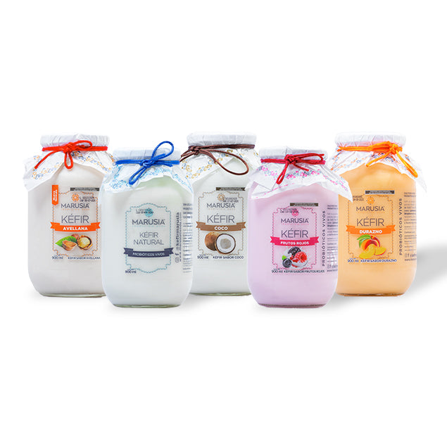 KEFIR MARUSIA PAQUETE FAMILIA FELIZ 5 BOTELLAS DE VIDRIO SABOR MIXTOS
