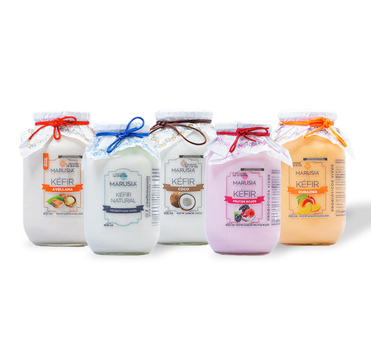 KEFIR MARUSIA PAQUETE FAMILIA FELIZ 5 BOTELLAS DE VIDRIO SABOR MIXTOS
