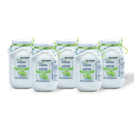 Kéfir Marusia Familia Feliz Pack 5 Botellas 900ml Manzana Verde