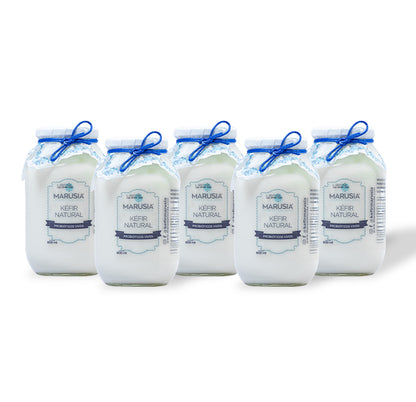 KEFIR MARUSIA PAQUETE FAMILIA FELIZ 5 BOTELLAS DE VIDRIO SABOR NATURAL
