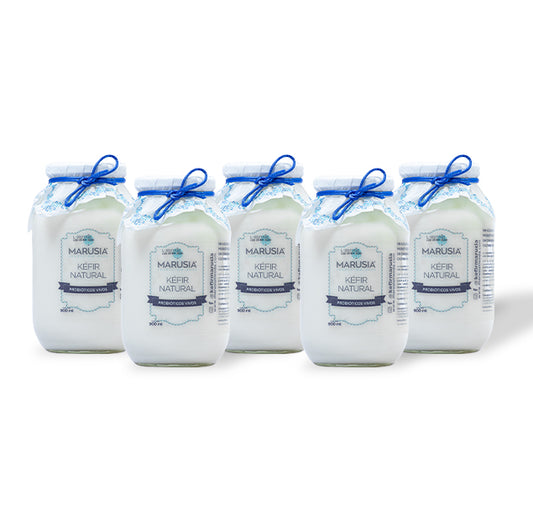 KEFIR MARUSIA PAQUETE FAMILIA FELIZ 5 BOTELLAS DE VIDRIO SABOR NATURAL
