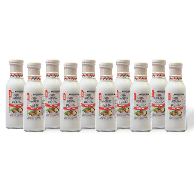 PAQUETE SALUD DIARIA 12 BOTELLAS DE VIDRIO  KEFIR MARUSIA 350 ML SABOR AVELLANA