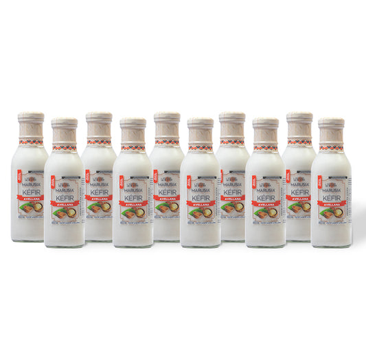 PAQUETE SALUD DIARIA 12 BOTELLAS DE VIDRIO  KEFIR MARUSIA 350 ML SABOR AVELLANA