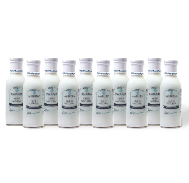 PAQUETE SALUD DIARIA 12 BOTELLAS DE VIDRIO  KEFIR MARUSIA 350 ML SABOR NATURAL