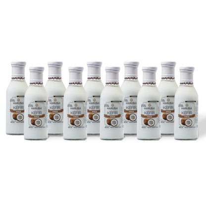 PAQUETE SALUD DIARIA 12 BOTELLAS DE VIDRIO  KEFIR MARUSIA 350 ML SABOR COCO