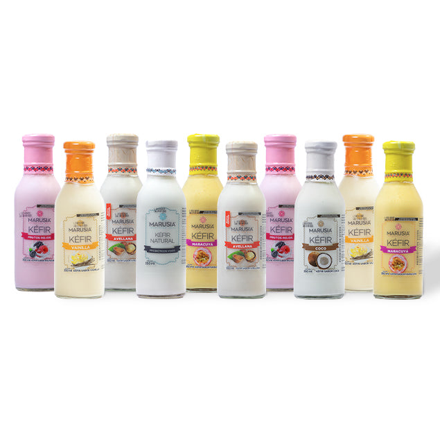 Kéfir Marusia Salud Diaria — pack 10 botellas de 350ml en vidrio, alimento probiótico fermentado artesanal sin conservadores, entrega CDMX y área metropolitana