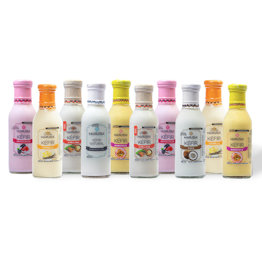 Kéfir Marusia Salud Diaria — pack 10 botellas de 350ml en vidrio, alimento probiótico fermentado artesanal sin conservadores, entrega CDMX y área metropolitana
